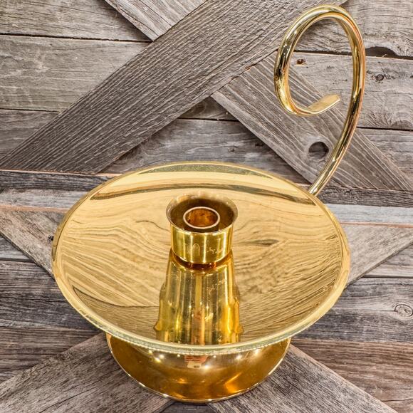 1960s Gorgeous Vintage Baldwin Large Brass Scroll Candlestick Holder-Made in USA - Picture 5 of 10